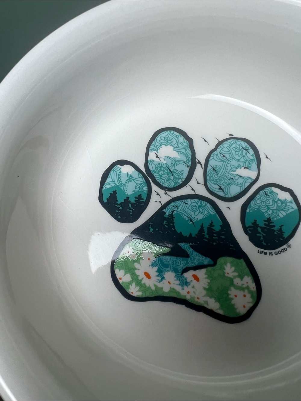 Life Is Good Ceramic Pet Food Water Bowl Set 6” Cat Dog Outdoors Gorpcore - Picture 9 of 13